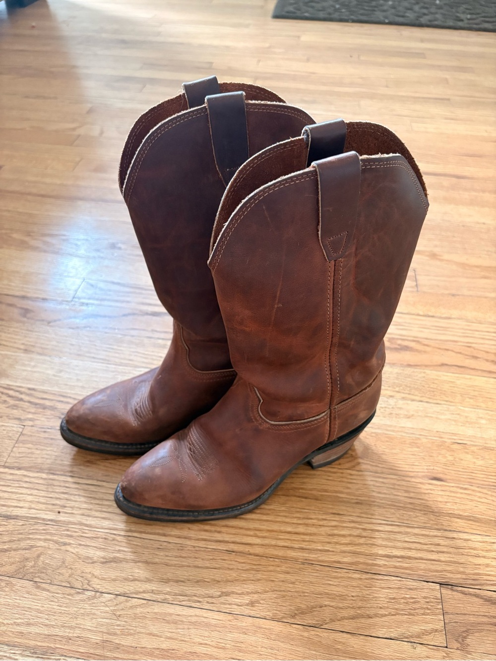 Vibram Brown Leather Cowboy Heeled Boots